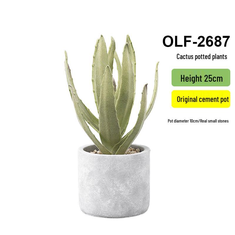 Retro Cement Cactus Bonsai - Small Faux Potted Plant for Office Decoration