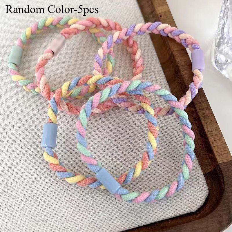 5pcs Double Braided Colorful Thick Hair Ties for Women, High Elasticity Durable Hair Bands, Hair Accessories