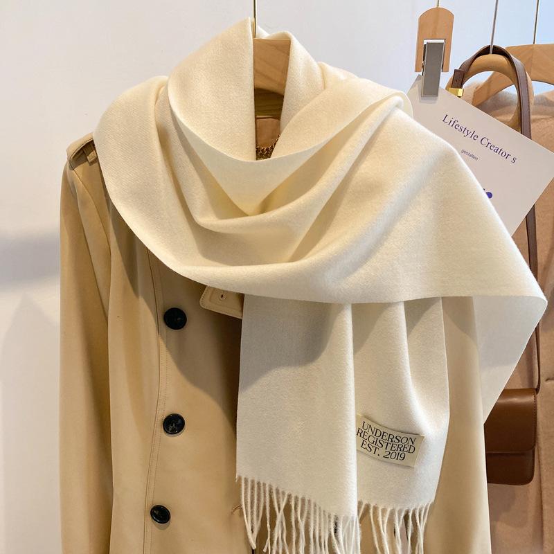 New white scarf women's winter versatile small scarf high-end Christmas birthday gift shawl