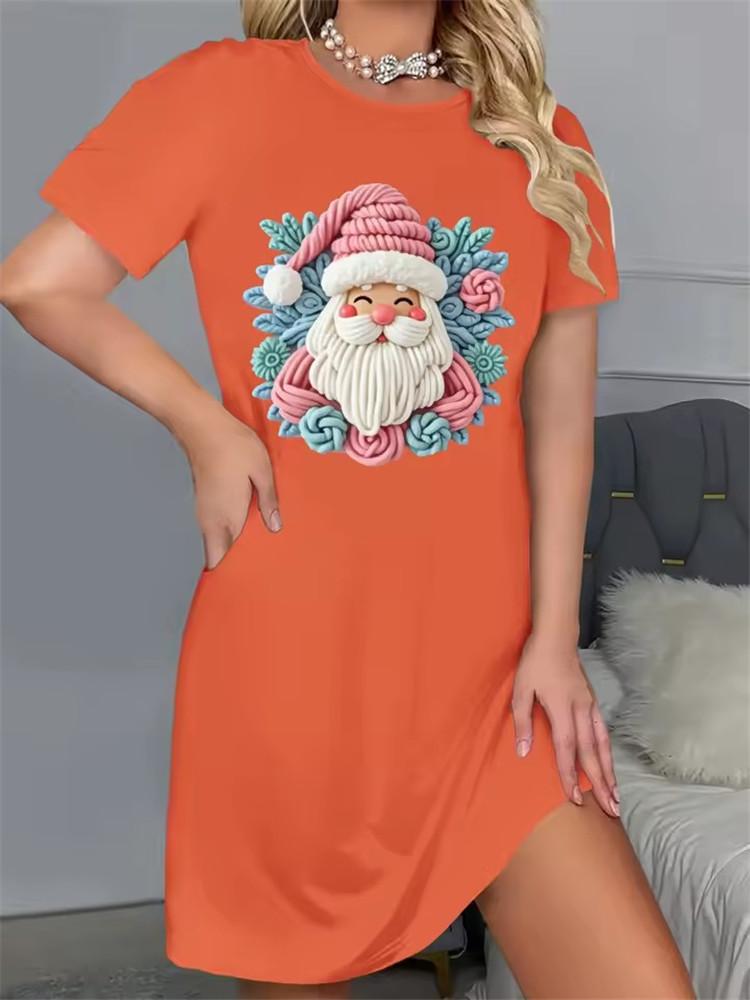 Christmas Cute Cats Print Dresses For Women 2025 Summer Fashion X-Mas Snowflake Clothing Casual Short Sleeve Loose A-Line Dress
