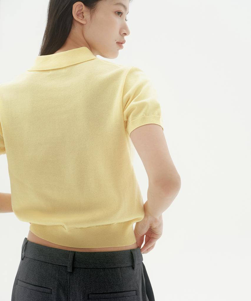 MUSINSA STANDARD WOMAN Women'S Washable Supima Cotton Knitted Polo Shirt [Lemon]