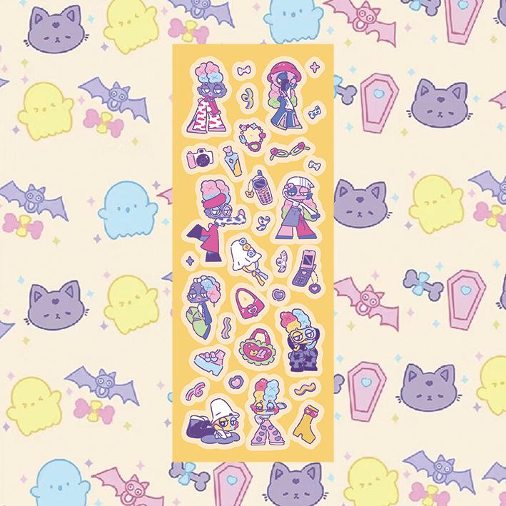 Korean Cute TT Rabbit Stickers: Hyper-Detailed Guka Journal DIY Decorative Decals Laser