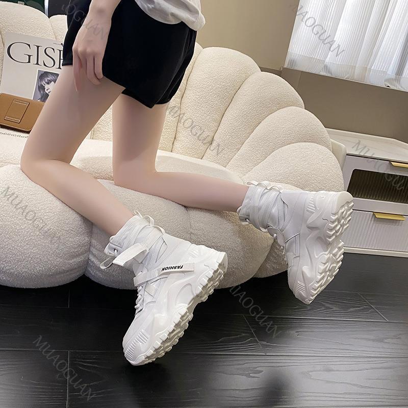 Fashion Women's Boots Spring Autumn Platform Shoes for Women Lace Up Chunky High Heels Sport Style Comfort Sneakers Ankle Boots Female