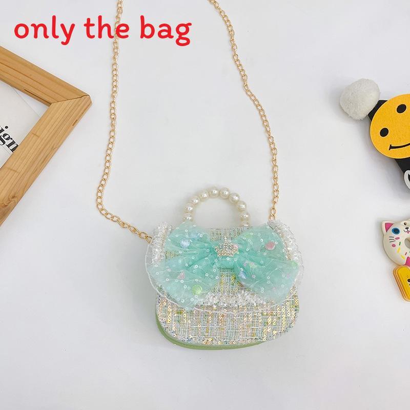 Childrens Canvas Bag With Artificial Pearl Handle And Butterfly Cartoon Pattern For Daily Use
