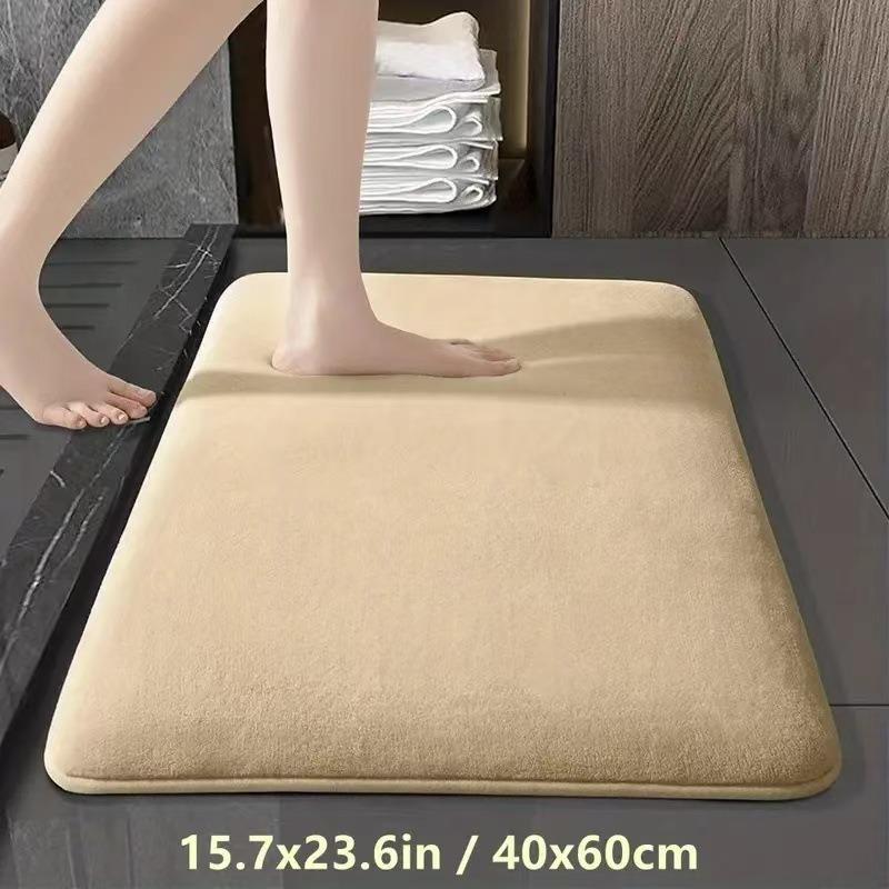 Solid Color Bathroom Mat Bathroom Floor Mat Door Mat Household Non Slip Foot Mat Coral Velvet Absorbent Quick Drying Door Mat