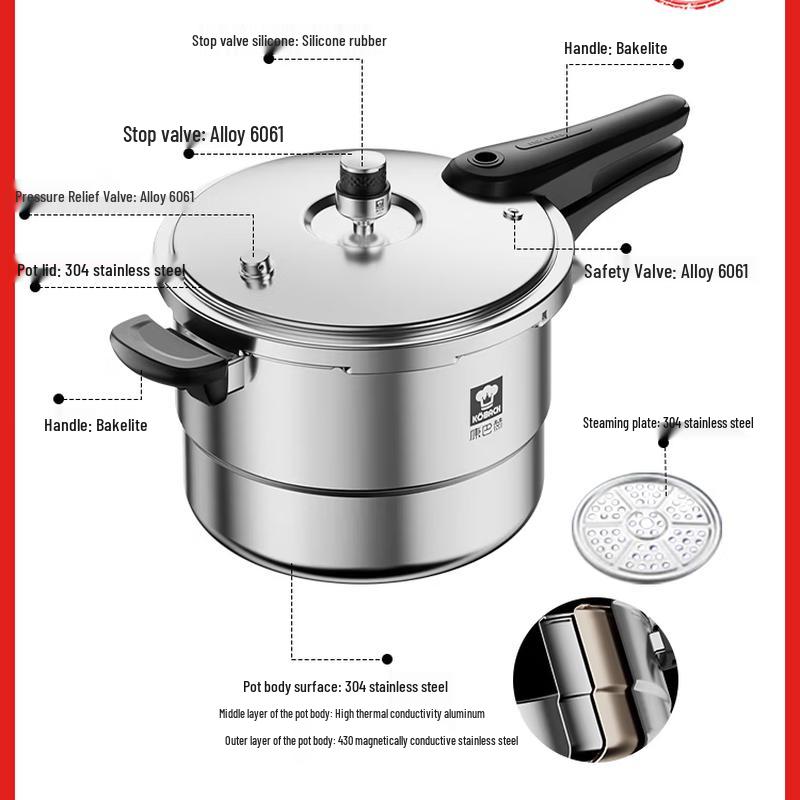 Kangbach 304 Stainless Steel 6L Pressure Cooker