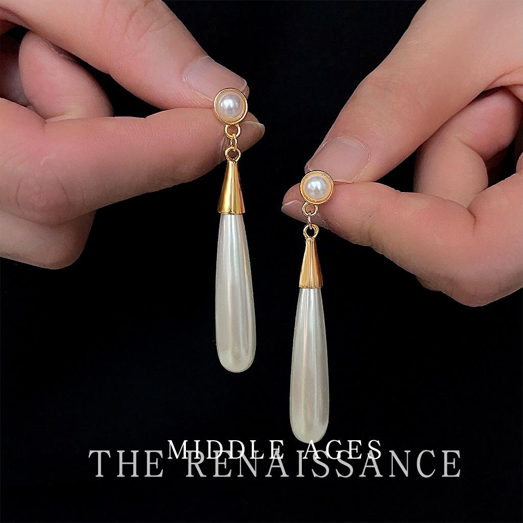 Суд Фэн-шуй Капля Длинные Темперамент Жемчужные Серьги Ретро Французские Украшения для Ушей
