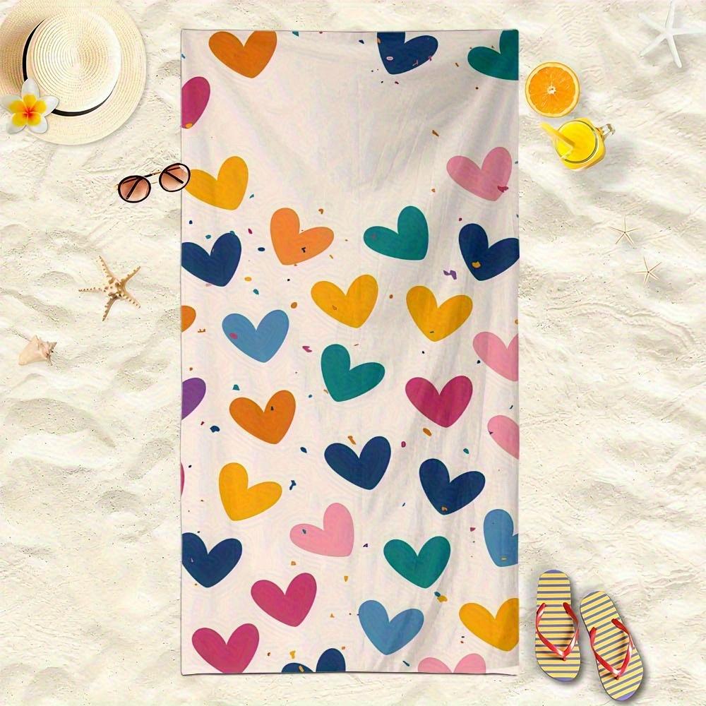 Colorful heart-shaped white pattern sunscreen and windproof suitable for beach pool camping travel beach blanket