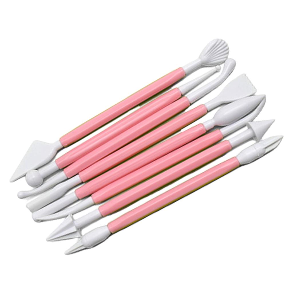 8Pcs Plastic Fondant Sculpture Pen Cake Decorating Tool Double Ended Sculpting Tool for Cake Flower Sculpture Pottery