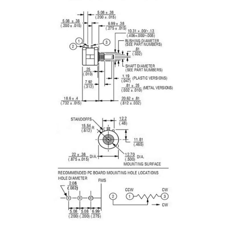 1Set 3590S Potentiometer Kit 100R 200R 500R 1K 2K 5K 10K 20K 50K 100K 3590 Wirewound Potentiometer with Knob