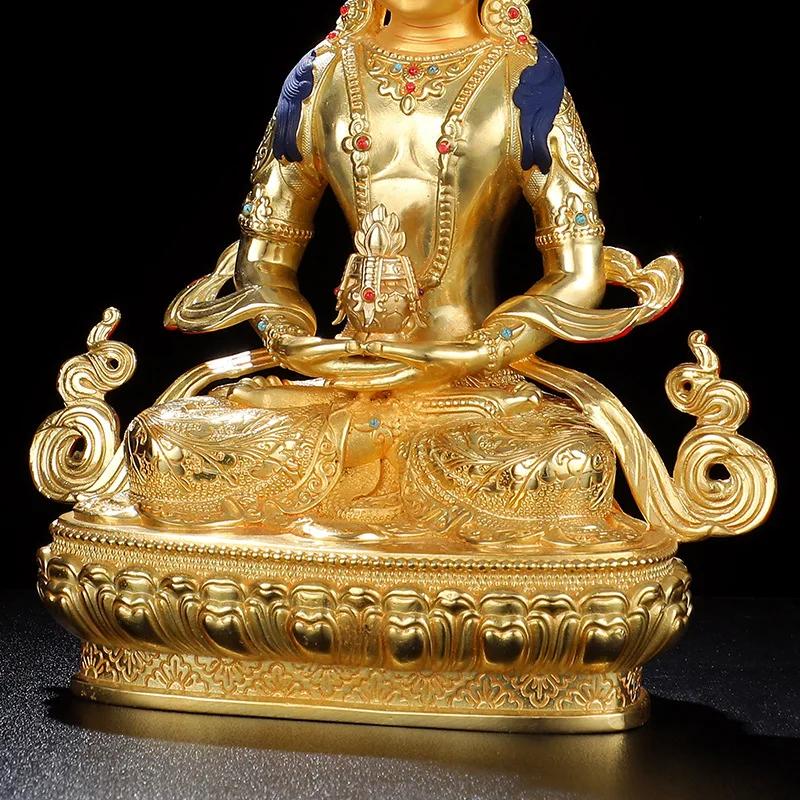 High grade Buddha figure - HOME family TOP efficacious Protection Tibetan Buddhism gold-plated Amitayus buddha statue-16CM