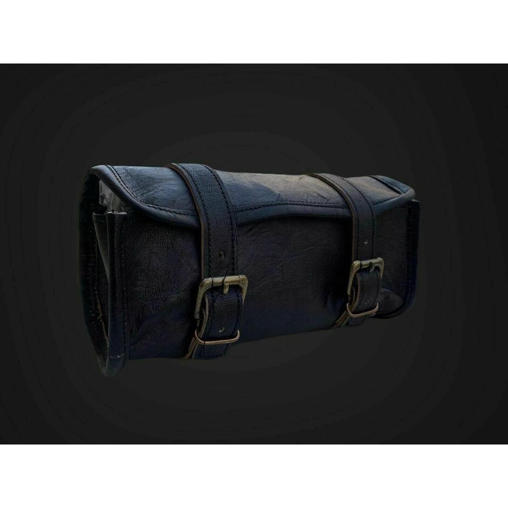 Tasche Werkzeug Motorrad Leder Rolle Ziege Riemen Schnallenverschluss Satteltasche Echt