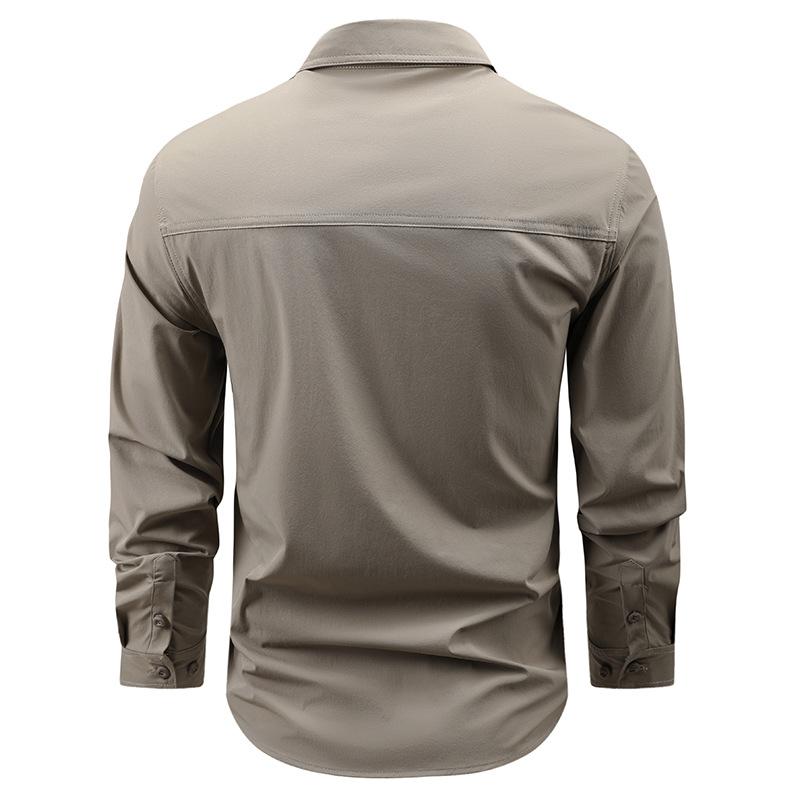 New Retro Work Shirt Men's Long-sleeved Spring Hong Kong Style Loose Casual Casual Shirt Outside