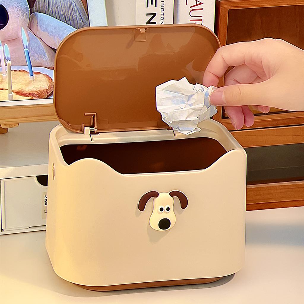 Tabletop Trash Can Household Mini Press Pop Cover Desk Paper Basket Student Female Dormitory Bedside Small Storage Bucket