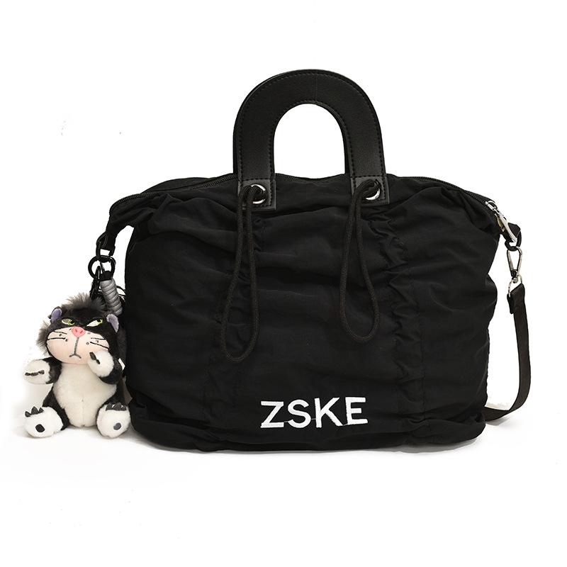 

Модная плиссированная сумка-тоут для женщин, симпатичная сумка через плечо для девочек, повседневная сумка-мессенджер no pendant чёрный