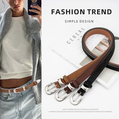 Fashion Belt Women's Korean Style Matte Reverse Velvet Versatile Jeans Decoration Personalized Retro Fashionable Genuine Leather Belt for Women