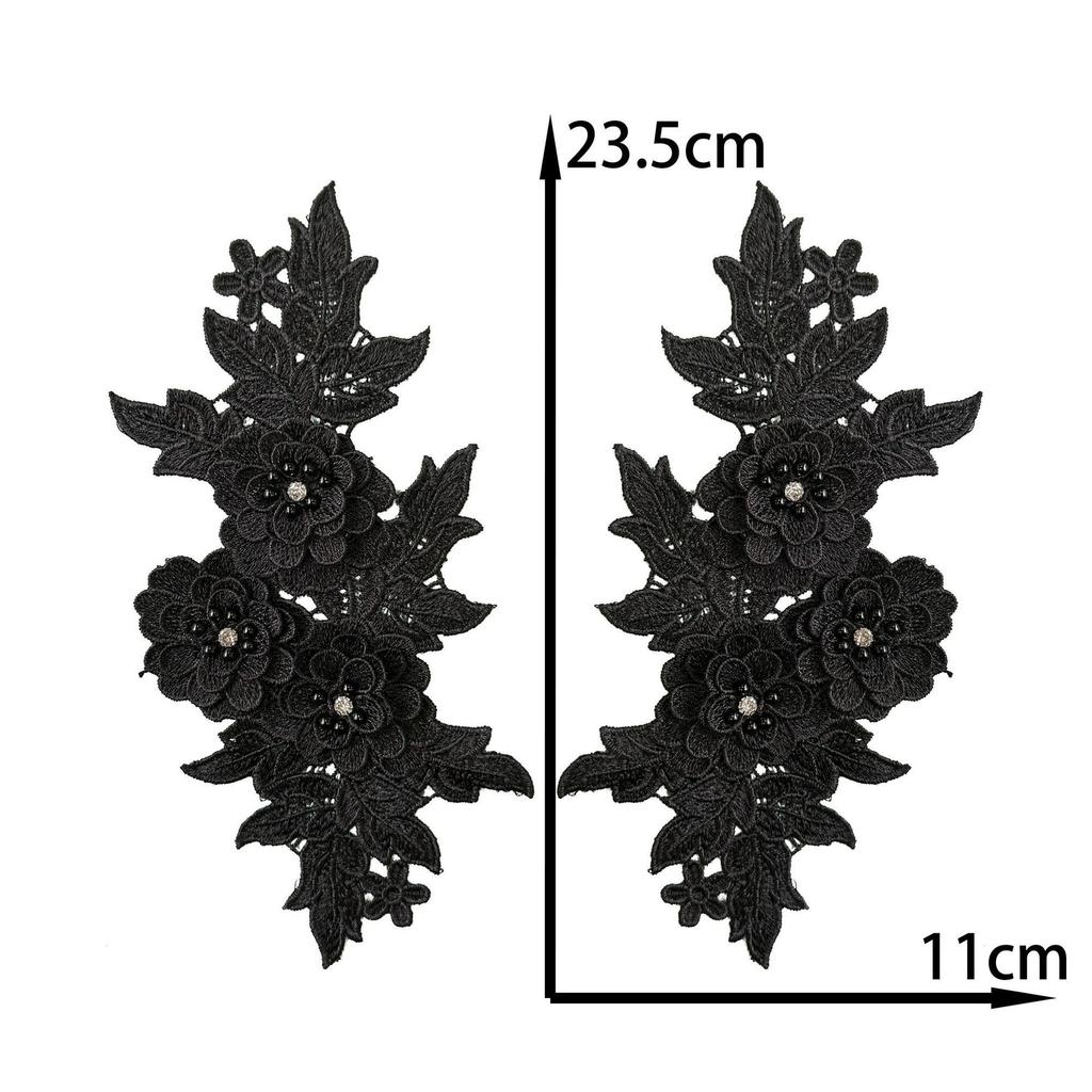 Classical Three-Dimensional Beads, Drills, Solid Color Pair Of Flowers, Embroidery Lace Fabric, Performance Clothes, Dresses, Decorative Accessories