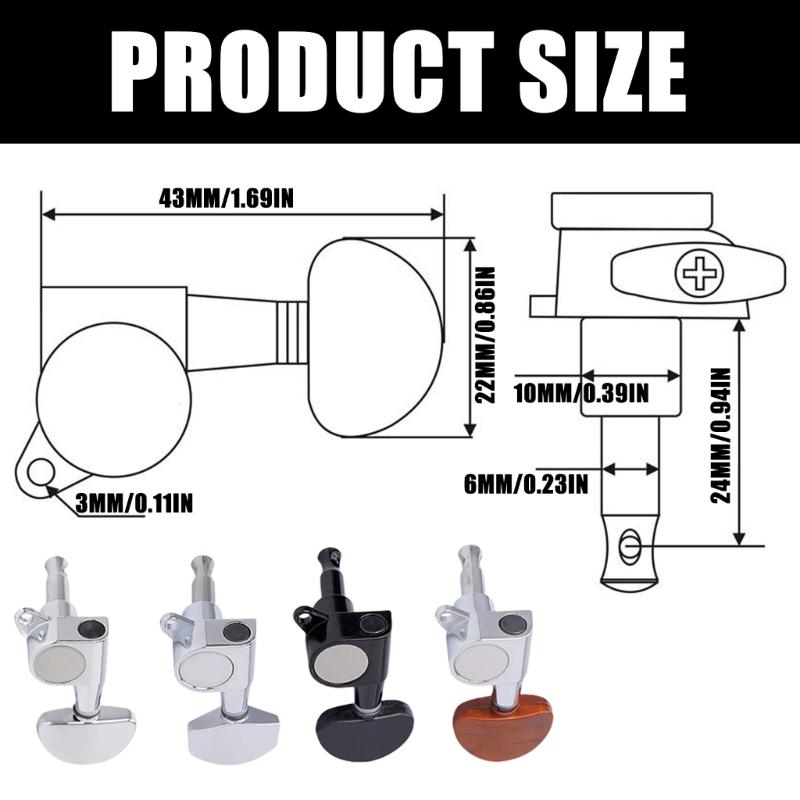 6Pcs Sealed Guitar String Tunings Peg Replacement  3L3R Guitar Machine Head Knobs Tunings Key Acoustics Guitar Tuner