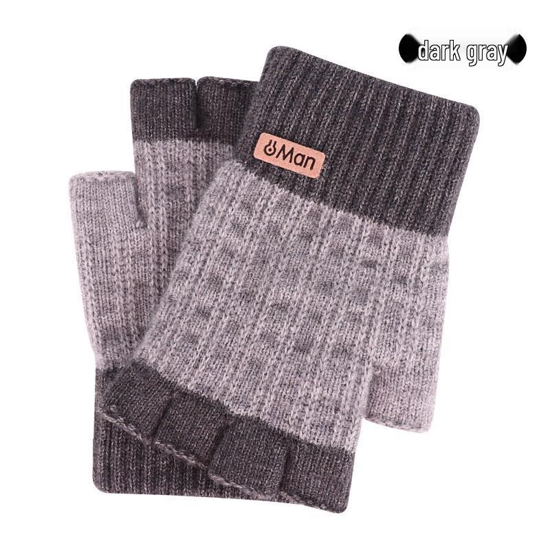 Alpaca Wool Unisex Half-Finger Gloves: Autumn & Winter Thickened Warm Knit, Cold-Proof.