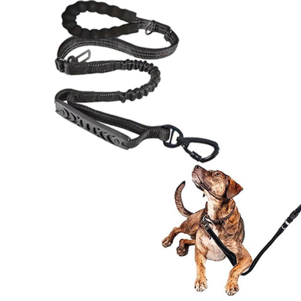 Shock Absorbing Reflective Pet Dog Leashes Elastic Buffering with Car Safety Buckle Dog Walking Rope Wear Resistant