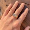 Kienl Square Glossy Gold Trendy Big Size Ring Daily Easy Matching Rings