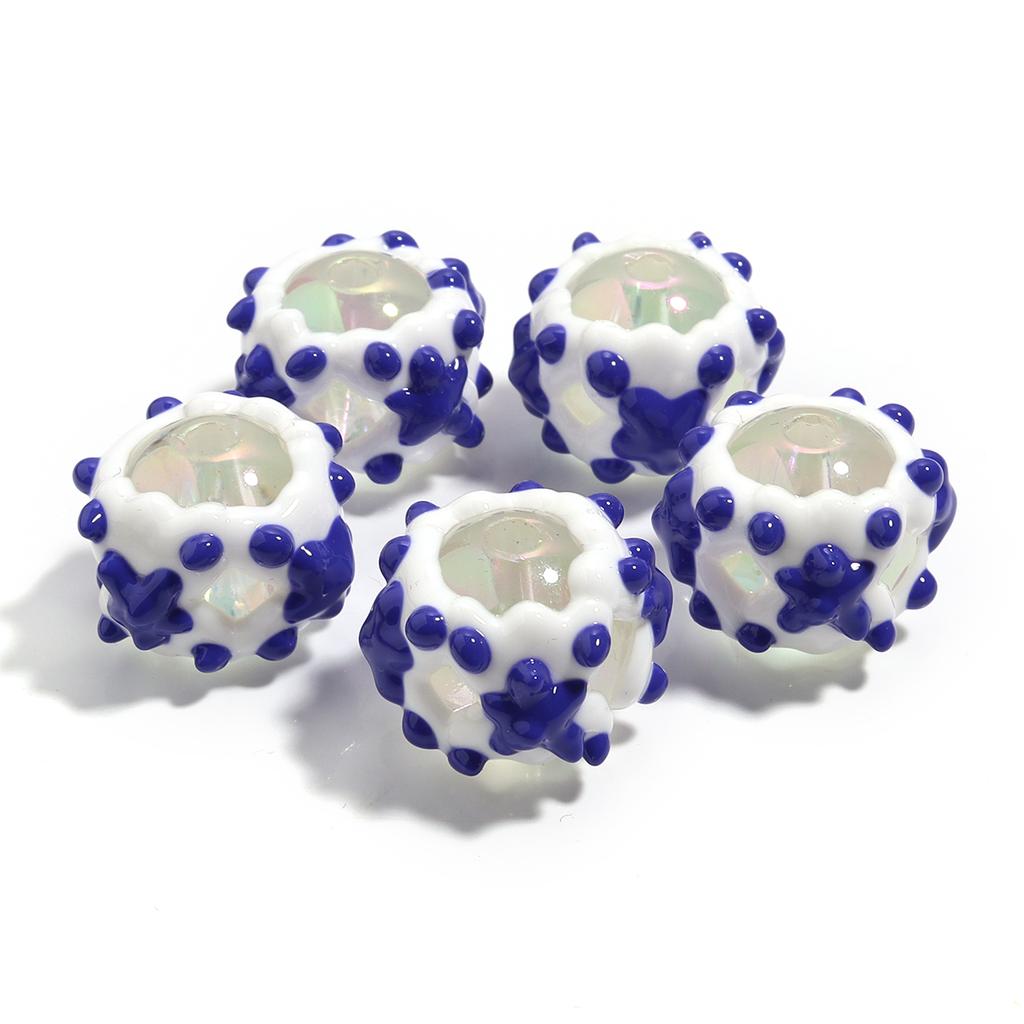 5Pcs Acrylic Round Beads Color Hand-painted Star Craft Loose Bead For Jewelry Material DIY Bracelet Phone Chain Beaded Supplies