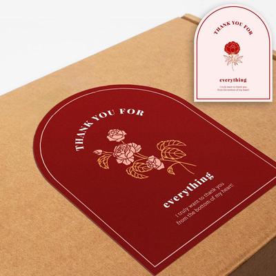 50 Pink Rectangular Thank You Stickers for Gift Box Sealing and Packaging Decoration