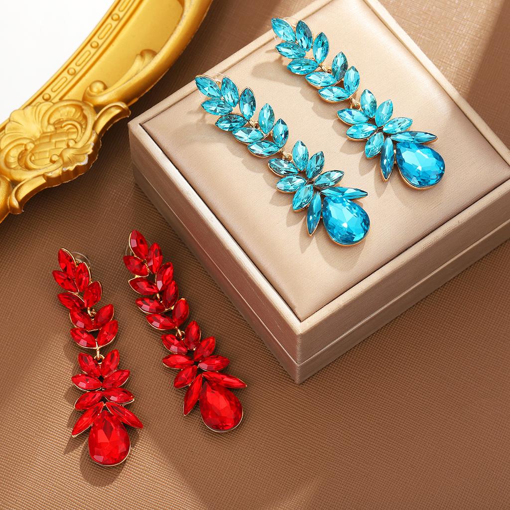 Tassel earrings light luxury temperament long leaf earrings crystal earrings