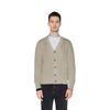 UNIQLO Solid Color Single-Breasted V-Neck Loose Long Sleeve Knit Sweater Men sweater Dark-Beige 466718-32