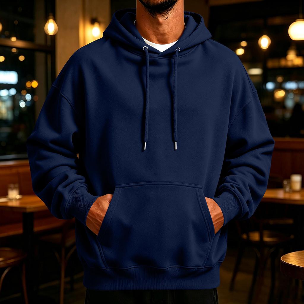 Herren Retro Hoodie Lockere Passform Lässiger Pullover Sweatshirt für Herbst Winter