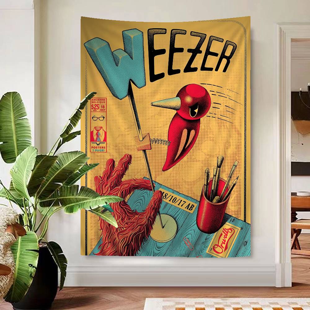 

Weezer Music Band Hanging Bohemian Tapestry Hanging Tarot Hippie Wall Rugs Dorm Home Decor 74x94cm(29x37in)