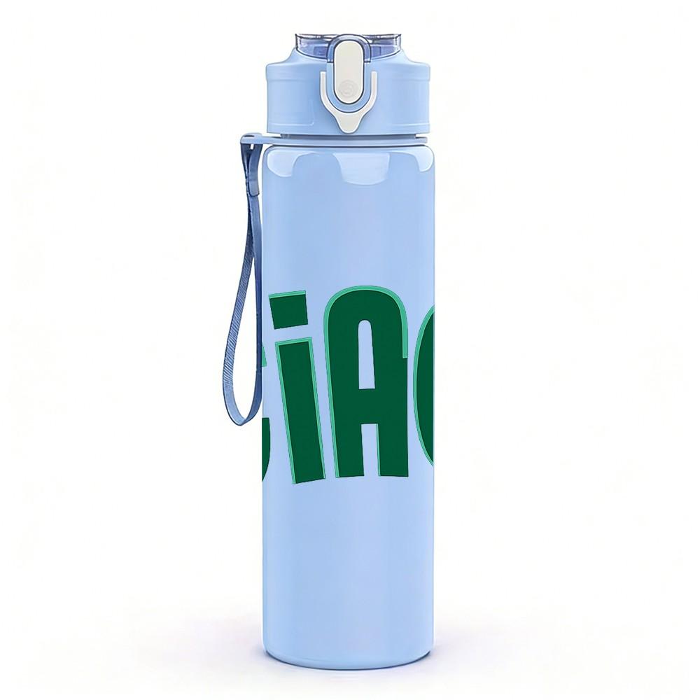 1PC Ciao Bright Yellow Exclamation Print 750ml Color Plastic Sports Water Bottle Leakproof Flip Straw Lid Suitable for Sports Office Home Use