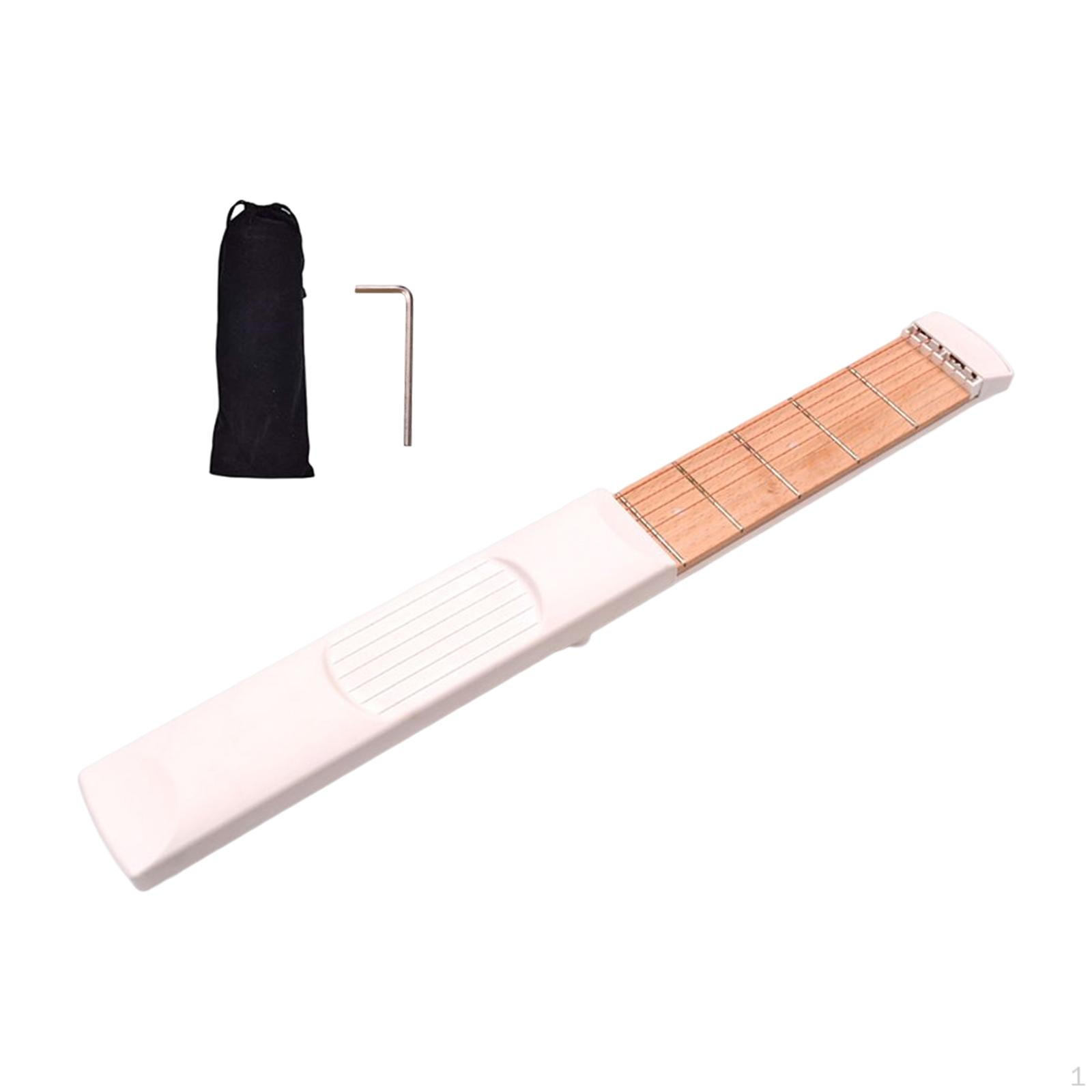 

Pocket Guitar Chord Trainer with Storage Bag Portable Fingerboard Practice Folk 4 Fret 6 for White 6 Fret