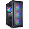 TOOQ TQGCC101-B - RAGNÄROK Gaming Mid-Tower Case ATX/MicroATX/Mini-ITX, Tempered Glass, 4 RGB Fans Included, Black