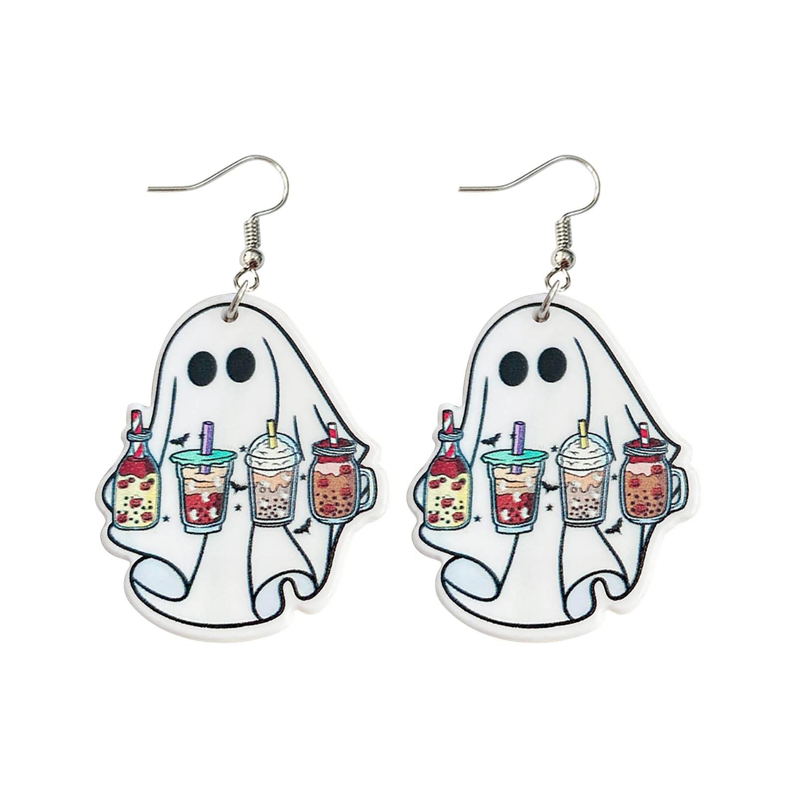 

Хэллоуин забавные двухсторонние акриловые кофейные серьги-пауки для книжной полки милые серьги в виде маленького дьявола One Size