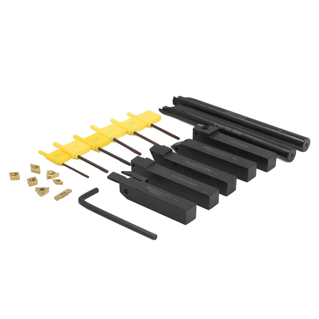 7PCS Set Turning Toolholder Set 16mm Alloy Steel Toolholders Blades and Wrenches for Processing