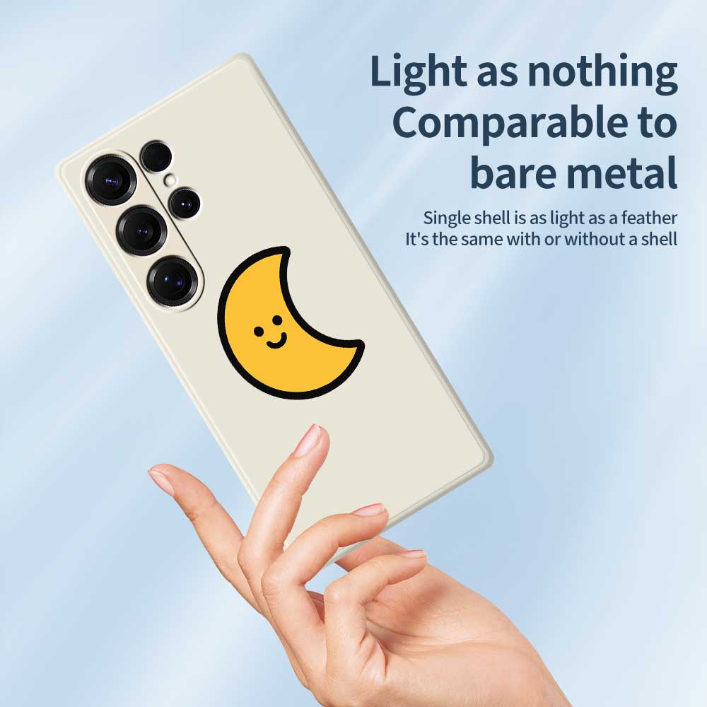 Für Samsung Galaxy S25 Ultra Hülle Gelbes Mondmuster Druck Gerader Rand TPU Handy Rückseite