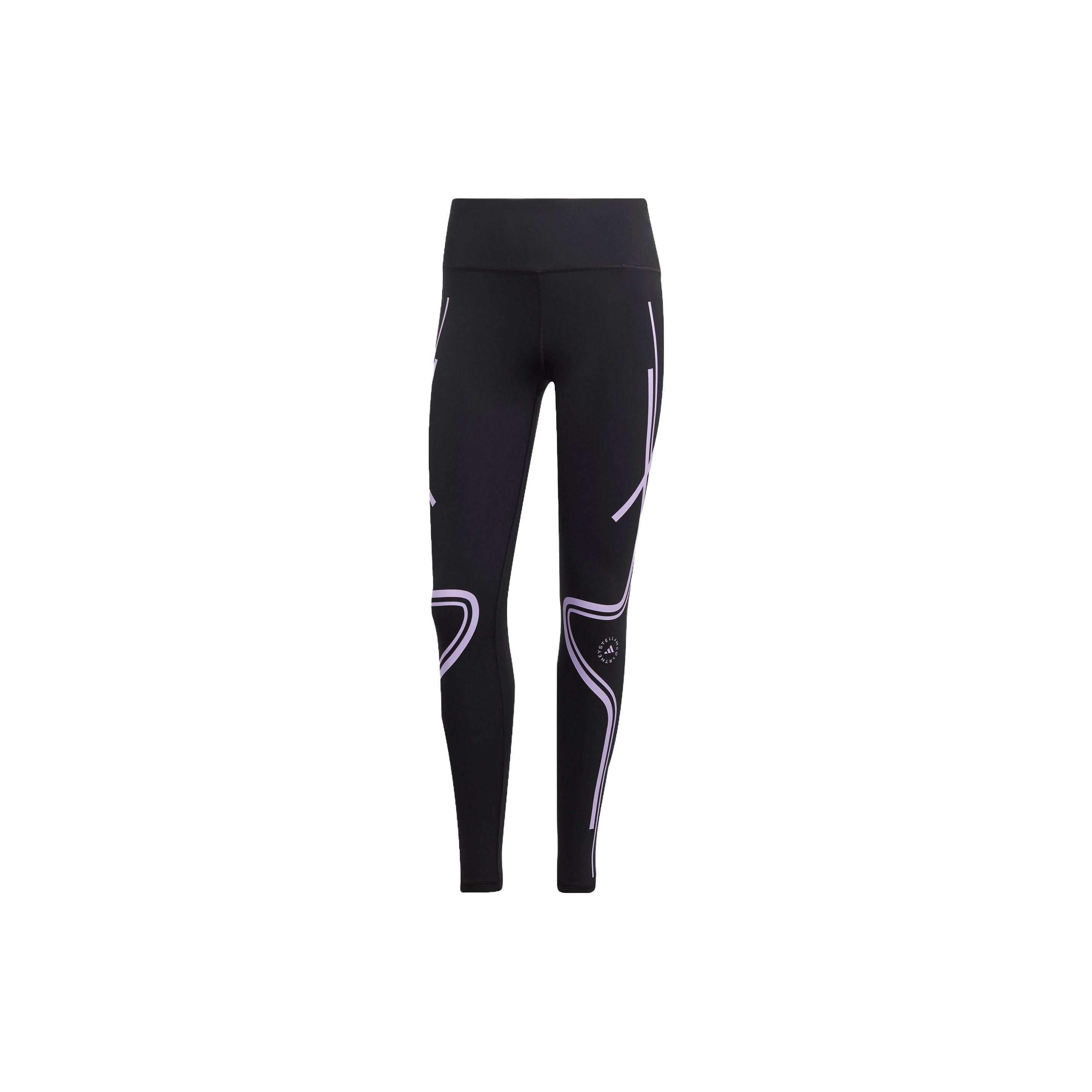 Adidas By Stella McCartney Truepace High Waist Reflective Running Leggings Women Black Purple Glow IB6807 S