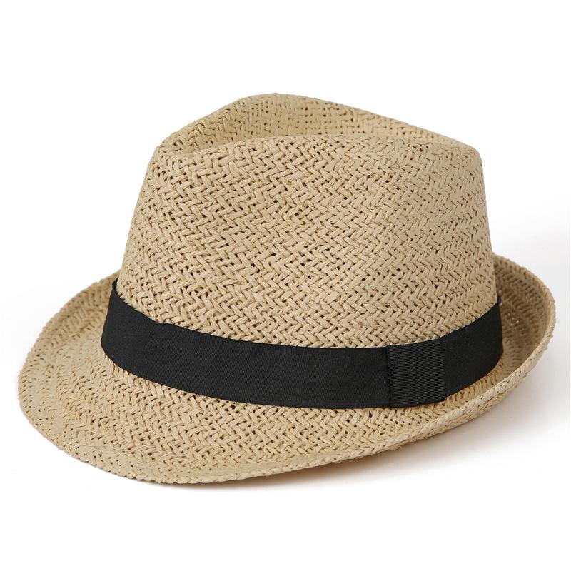 

New Parent-Child Straw Top Hat Men S Trendy Sunshade Breathable Straw Hat British Retro Jazz Hat Gentleman S Hat Sunscreen Hat Children s model (54-56cm) бежевий