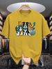 Unisex Crew Neck Tee Lovely Multi Pet Animal Group Cartoon Print Soft Cotton Loose Short Sleeve Summer Casual Male Streetwear Tops