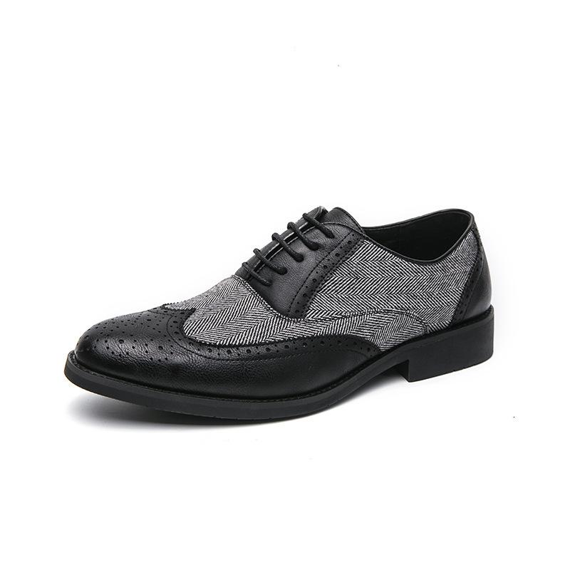 

Fashion Splicing Dress Leather Shoes Large Size Business Office Professional Men s Shoes Brock Oxford Shoes Men s 46