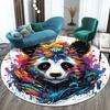Fashionable circular carpet - washable, with bright animal print designs for kitchen, bedroom, and living room decorations