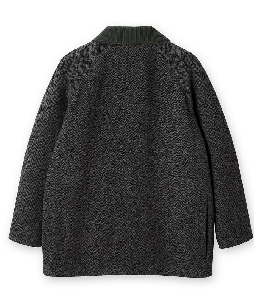 Edinburgh Club Wool Blended Herringbone Mid Hunting Jacket [C/Grey]