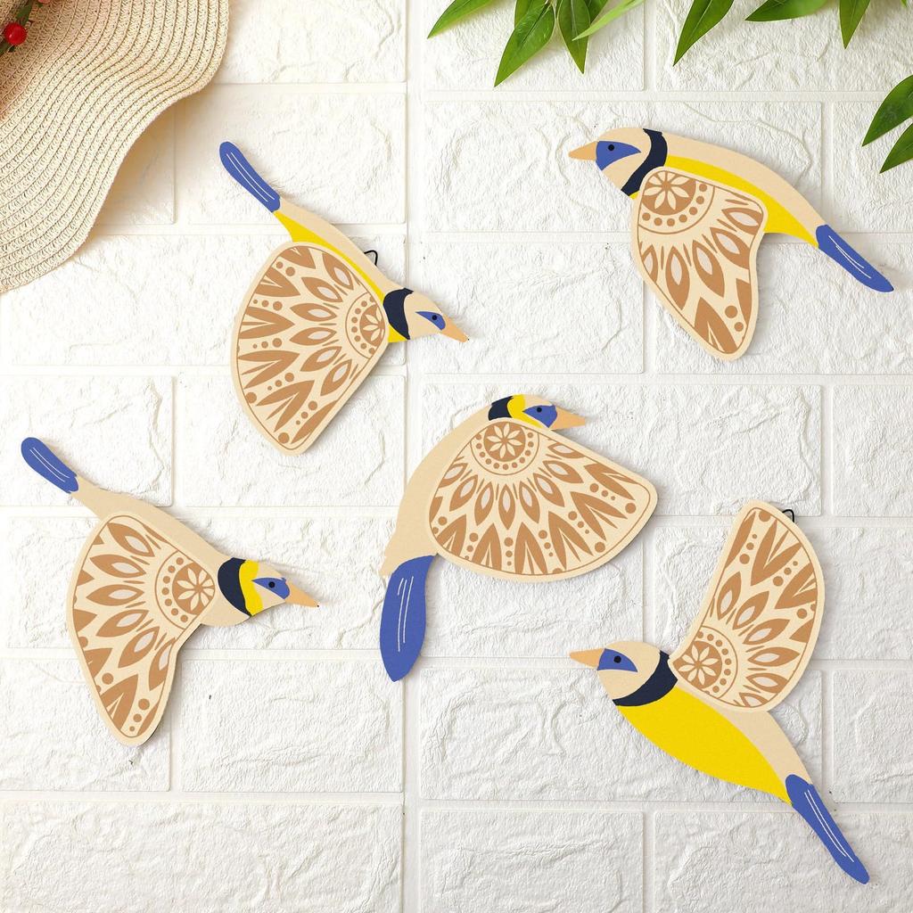 5Pcs Wooden Black Bird Wall Decor Art Vintage Gothic Home Decor For Living Room Bathroom Kitchen Decorations Indoor Outdoor Gift