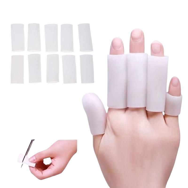 10Pcs Cooking Kitchen Tools Silicone Gel Tube Hand Bandage Finger Protector Anti-Cut Heat Resistant Finger Sleeves