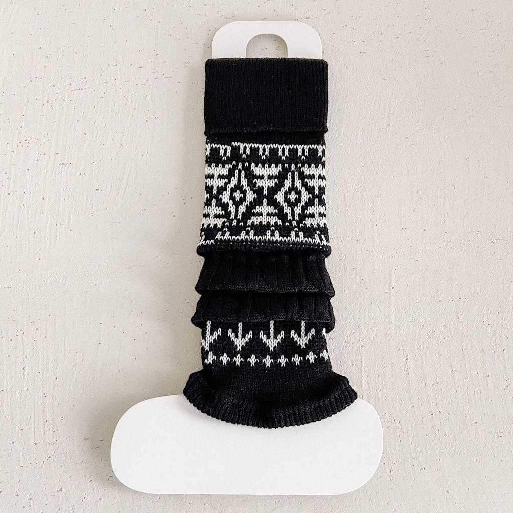 Girls' Korean Fair Isle Leg Warmers - Warm, Thick, and Slouchy for Autumn and Winter