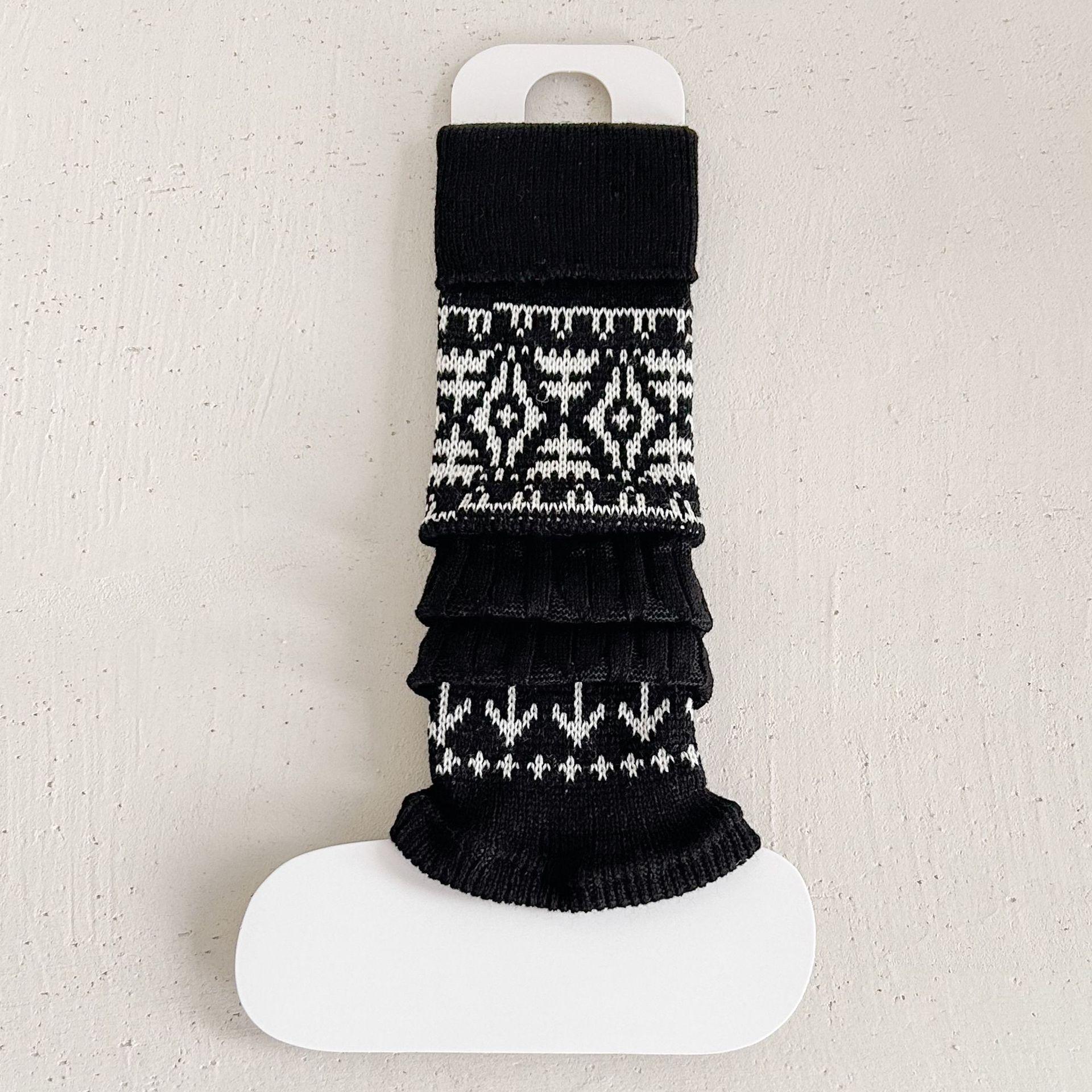 

Girls Korean Fair Isle Leg Warmers - Warm, Thick, and Slouchy for Autumn and Winter One Size: Approx. 2-12 years чорний