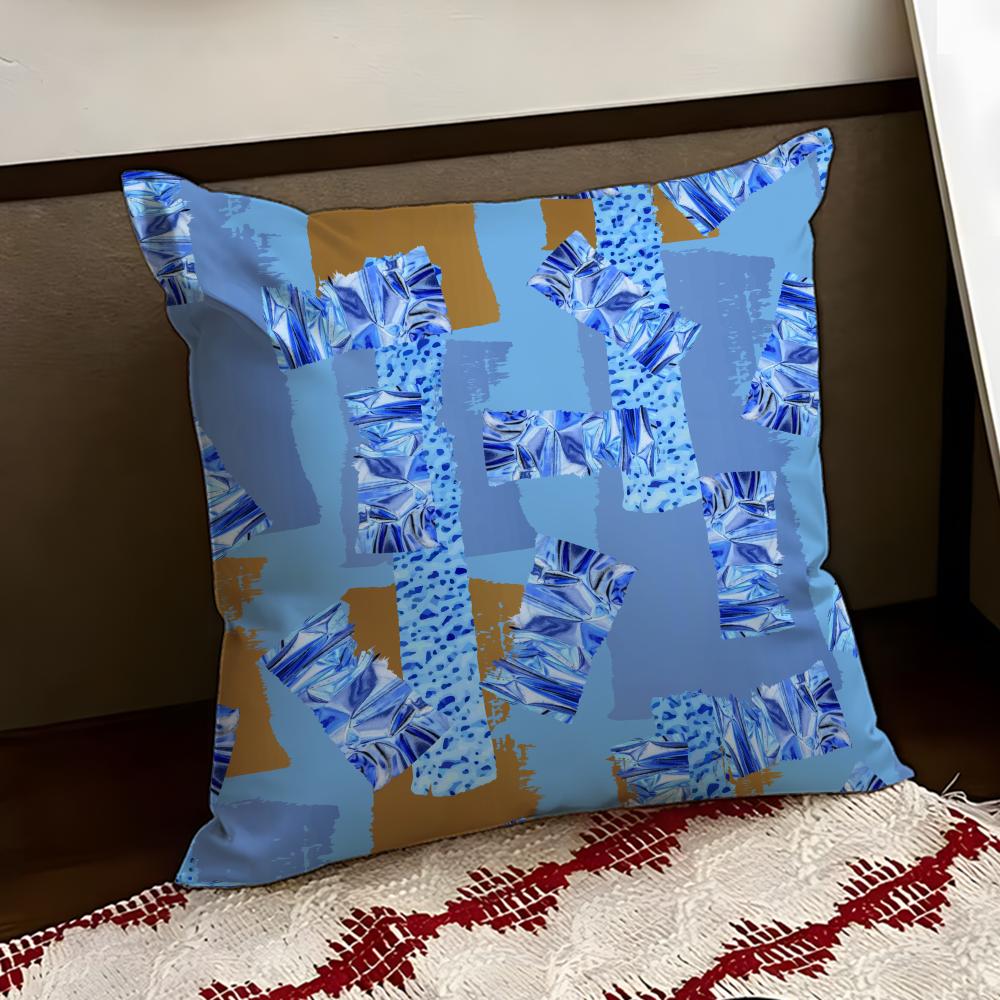 Colorful Patchwork Pattern Cushion Cover Reversible Soft Durable Pillow Cover Home Car MultiScene Use for Daily Comfort