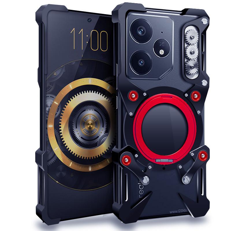Magnetic Metal Bumper For Realme GT Neo 7,6 SE,7X GT 7,6,5 PRO Case Rimless 360 Degree Rotation Holder With Lens Cover