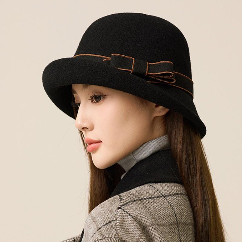 Herbst Winter Wolle Fischerhut Damen Woll Becken Hut